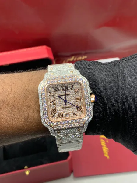 Cartier Santos Iced-Out - Arabic Dial