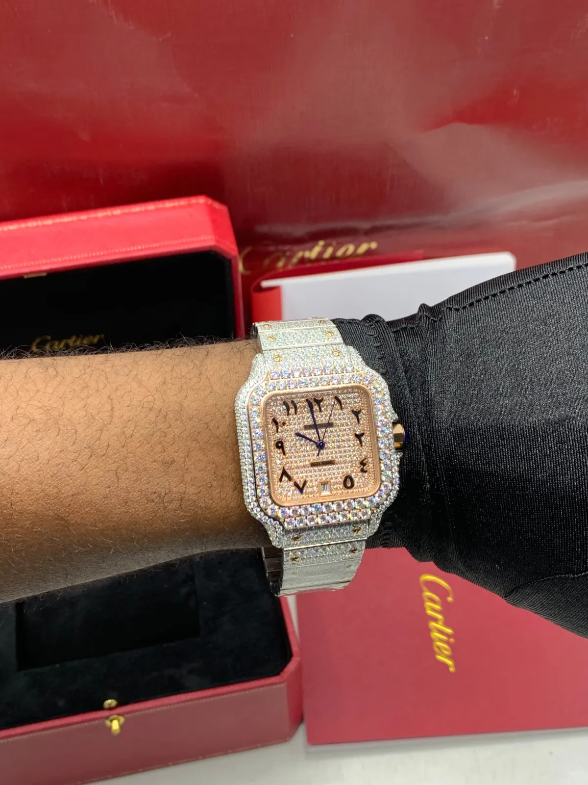 Cartier Santos Iced-Out - Arabic Dial - Image 3