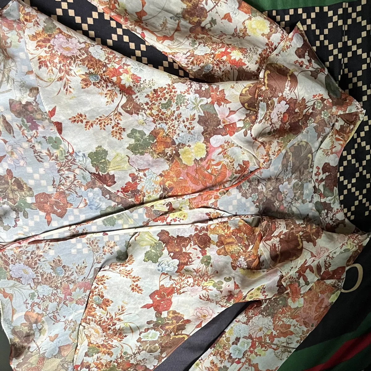 long-sleeve floral peplum blouse with layeredruffled fron - Image 3