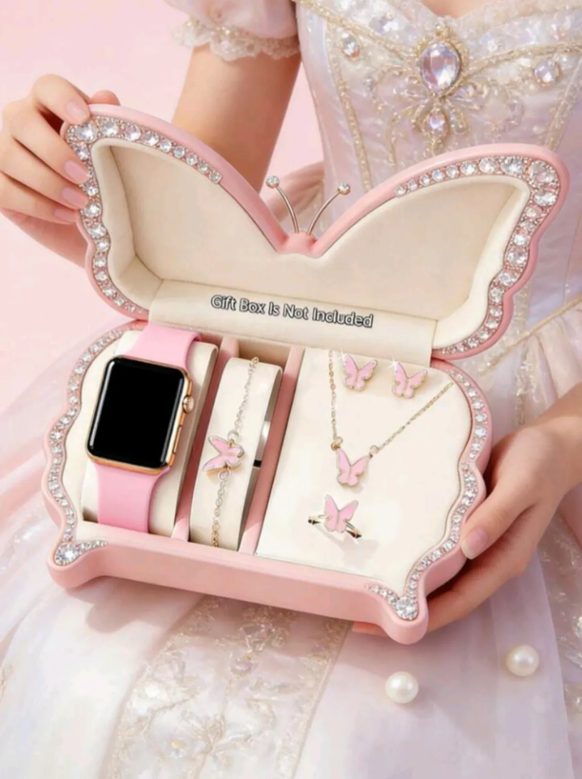 6 PCS Jewelry Set (Wrist Watch, Bracelet, Necklace, Earrings, and Ring) - Image 1