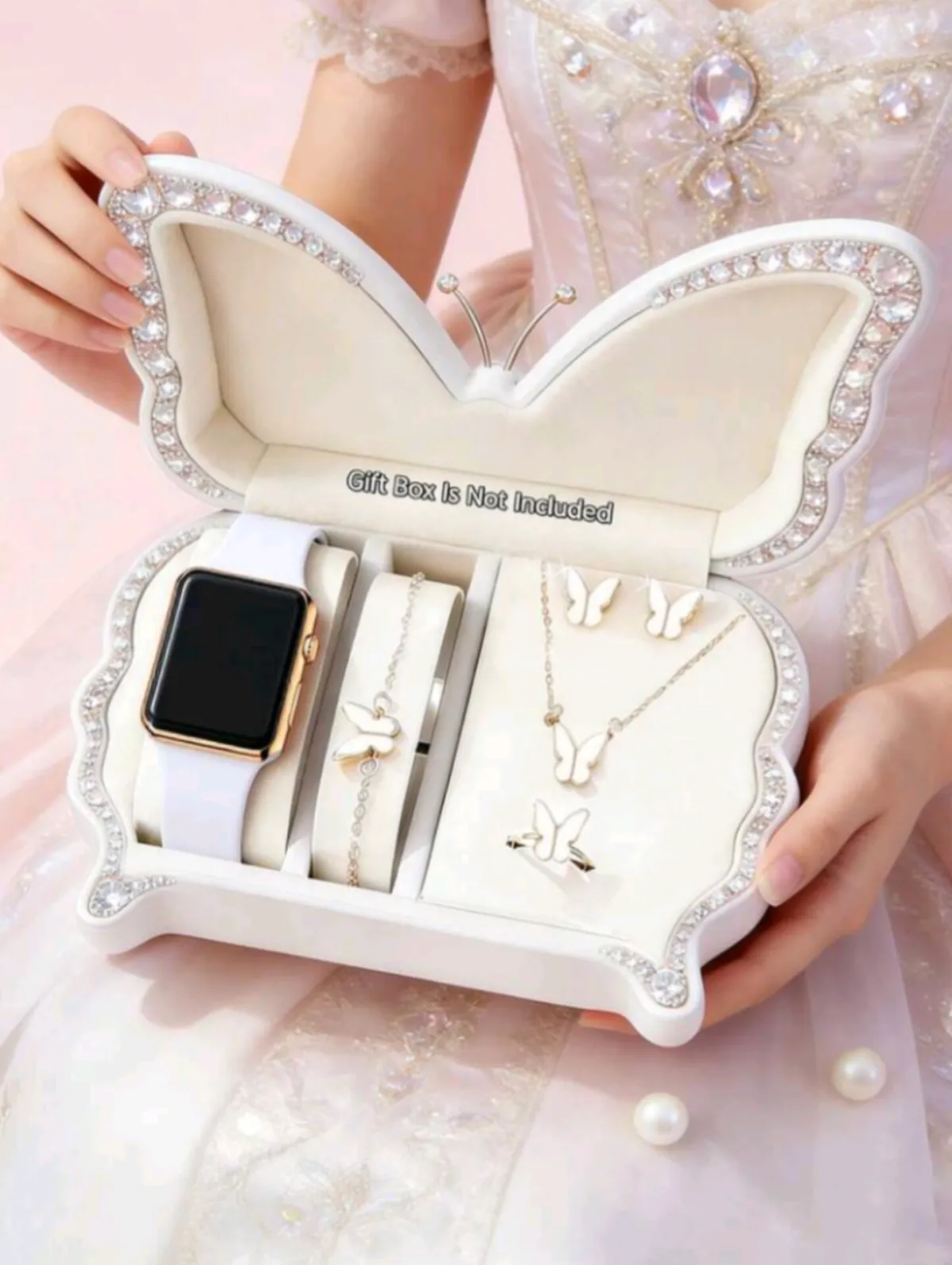 6 PCS Jewelry Set (Wrist Watch, Bracelet, Necklace, Earrings, and Ring) - Image 3