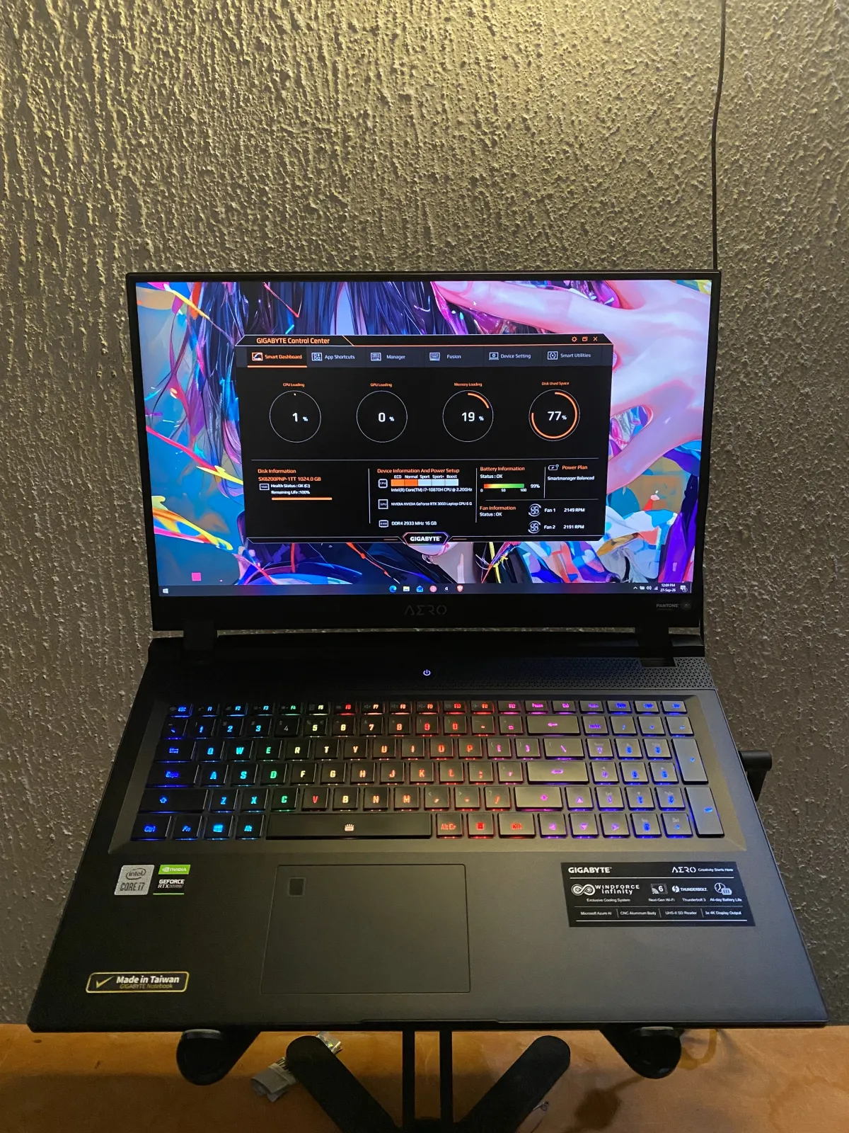 UK used gigabyte aero 17KC gaming / creator laptop - Image 7