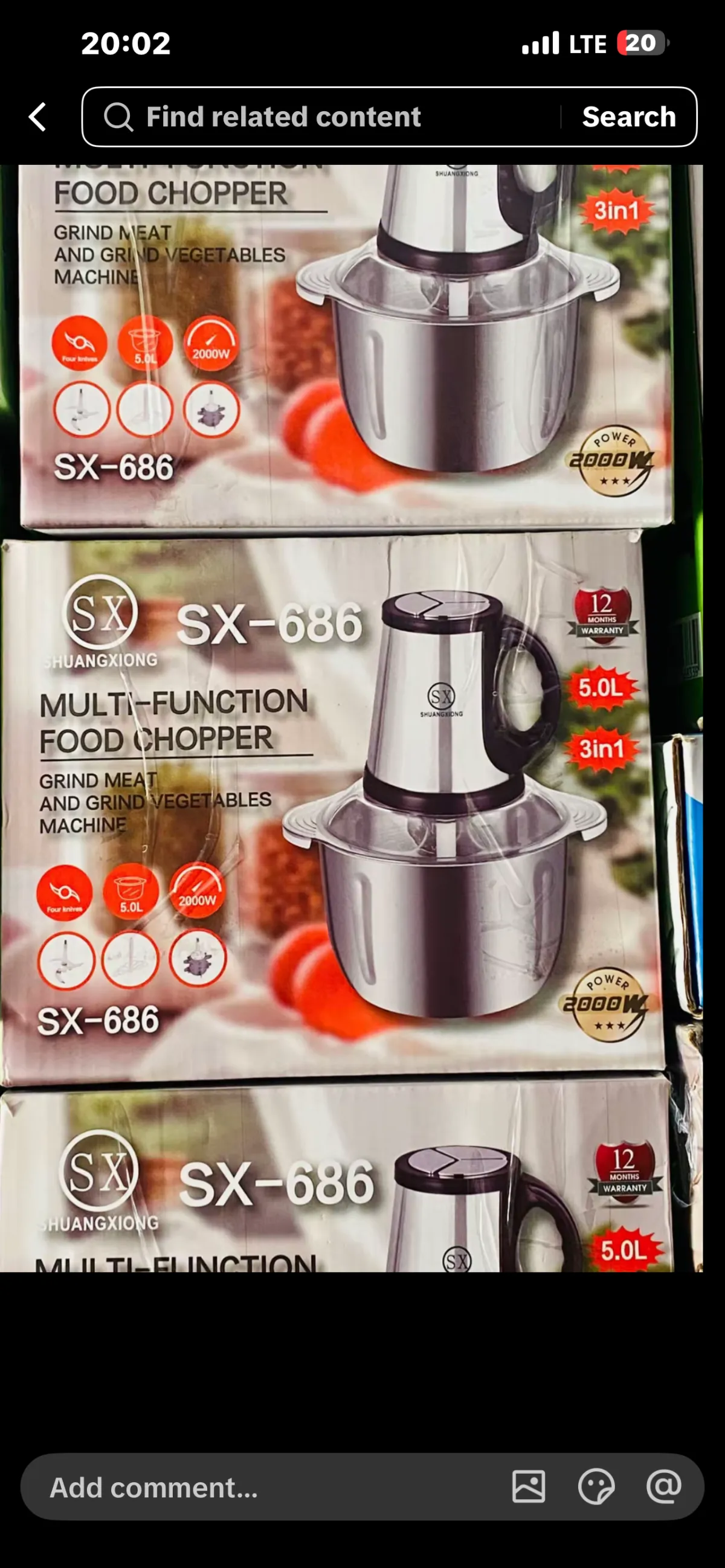 3 in 1 5L Multi-Function Electric Food Chopper / Meat Grinder - SX-686 - Image 1