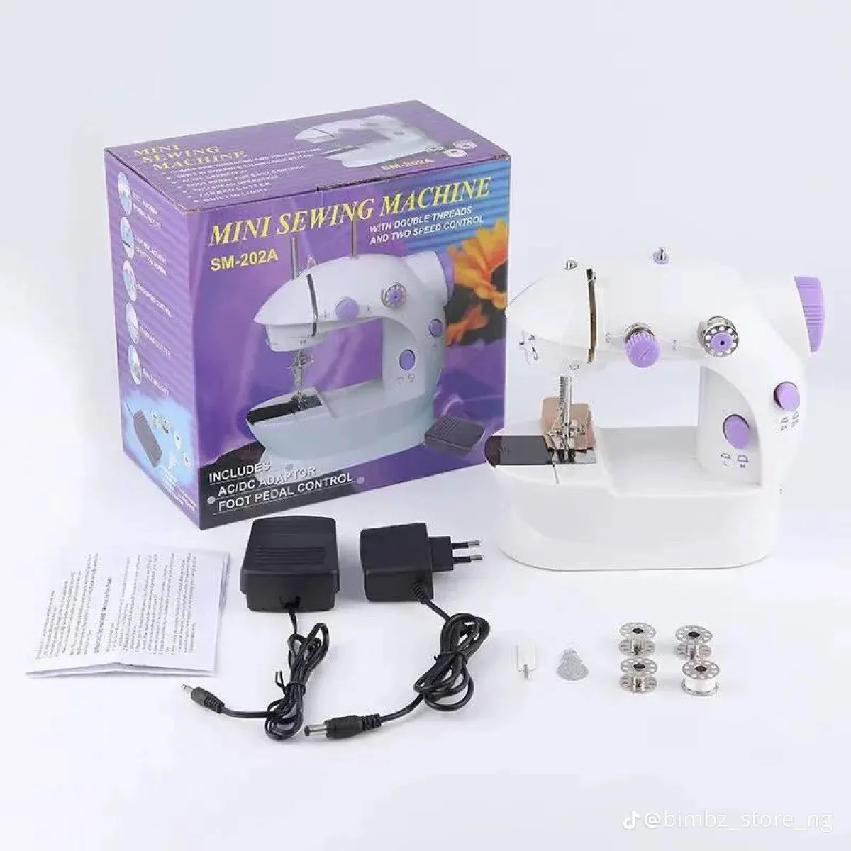 Mini Electric Sewing Machine SM-202A With Foot Pedal - Double Threads - Image 1