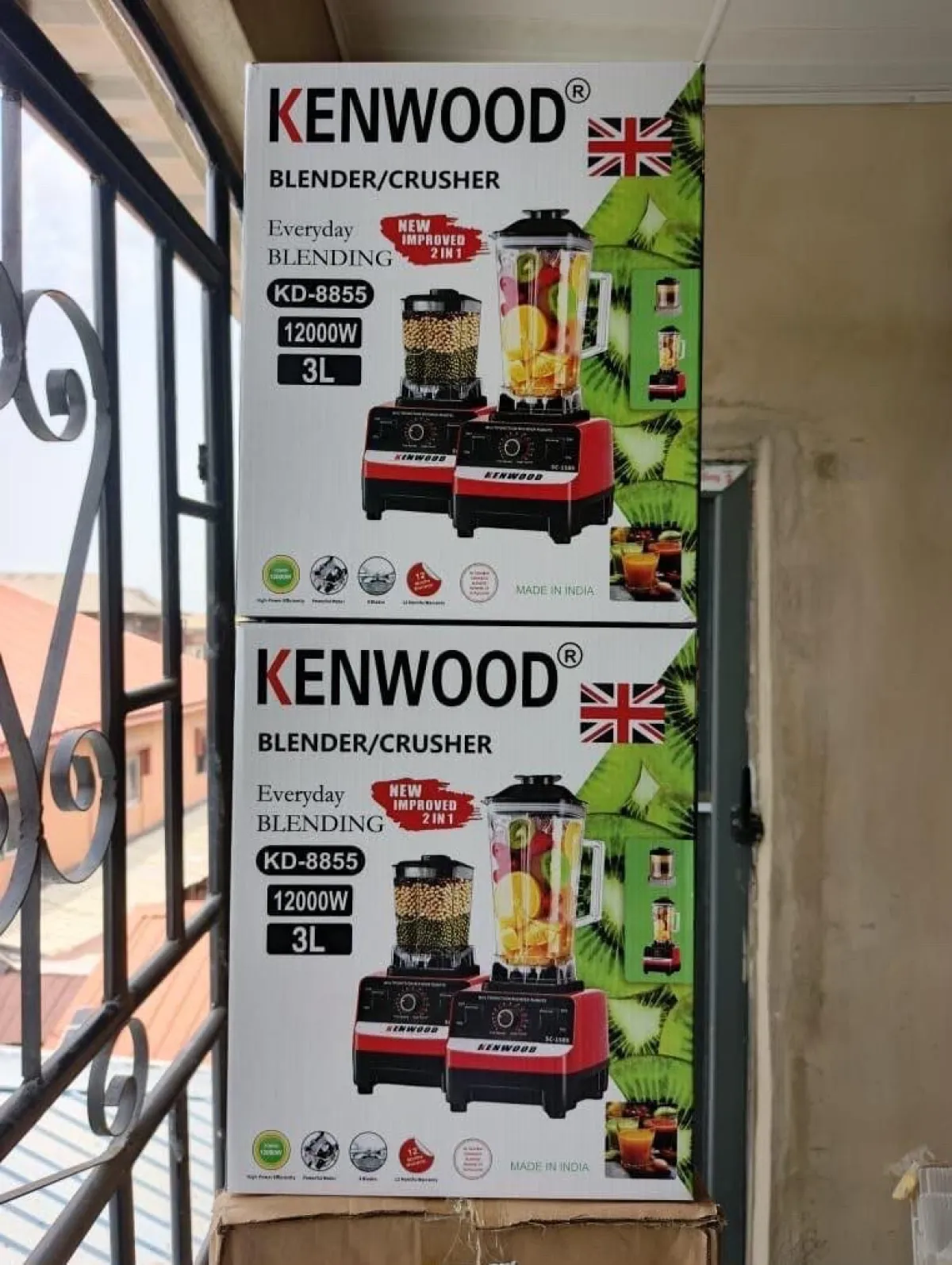 Kenwood Blender/Crusher 2 in 1 KD-8855 - 12000W 3L With Dry Mill - 2 Cups - Image 1