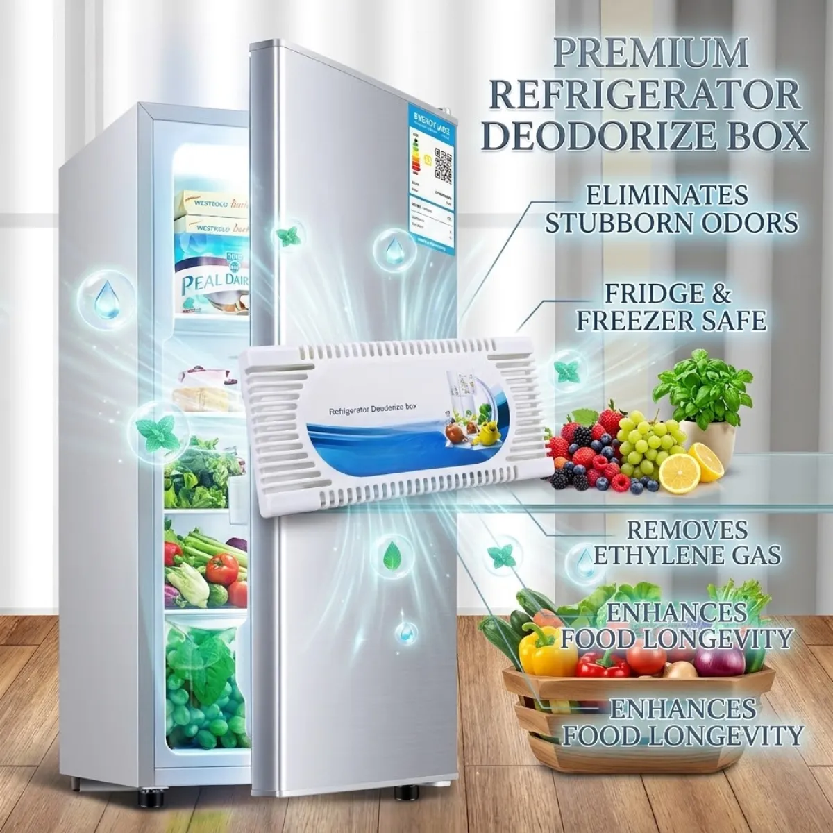 Refrigerator Deodorizer Box Activated Bamboo Charcoal Odor Eliminator - Image 2