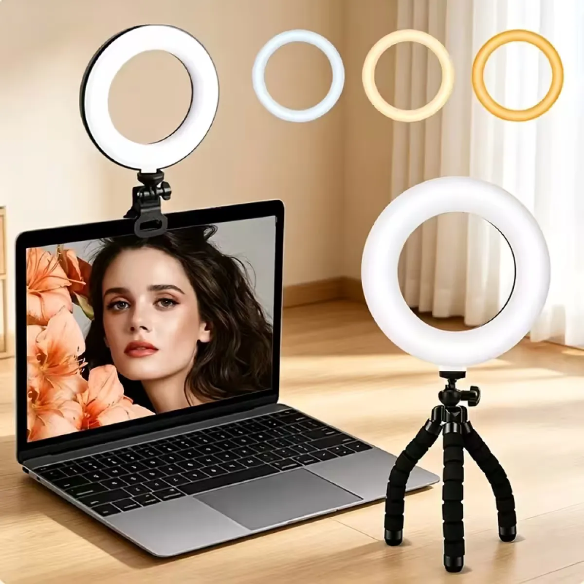 Laptop Ring Light with Tripod Clip Holder - Image 4