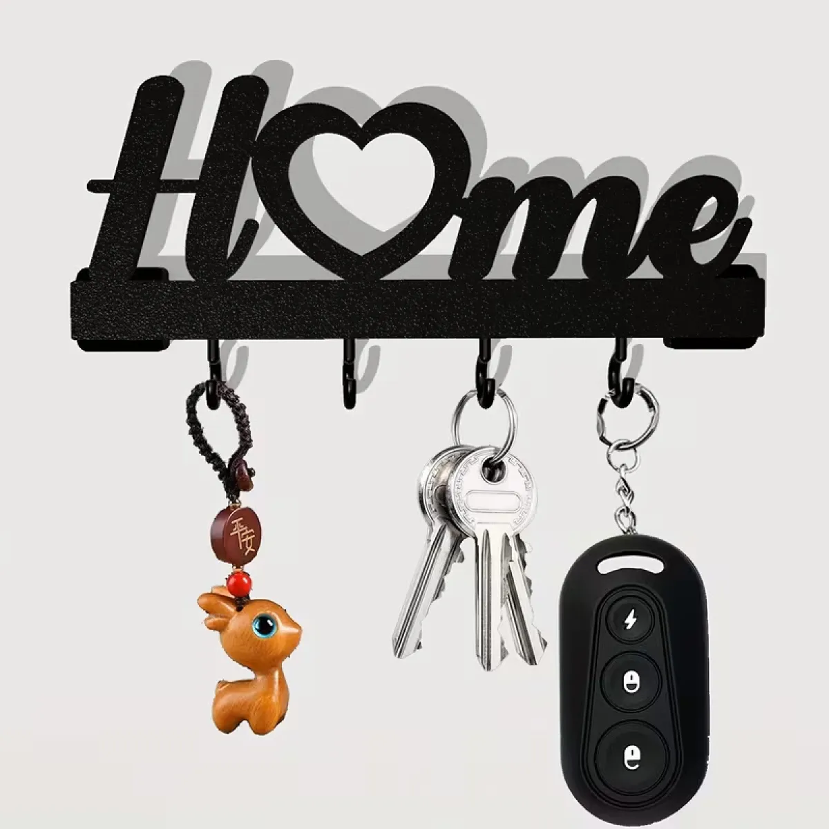 Love Shape Wall Mounted Key Holder - Home Entrance Key Organiser with Hooks - Image 4