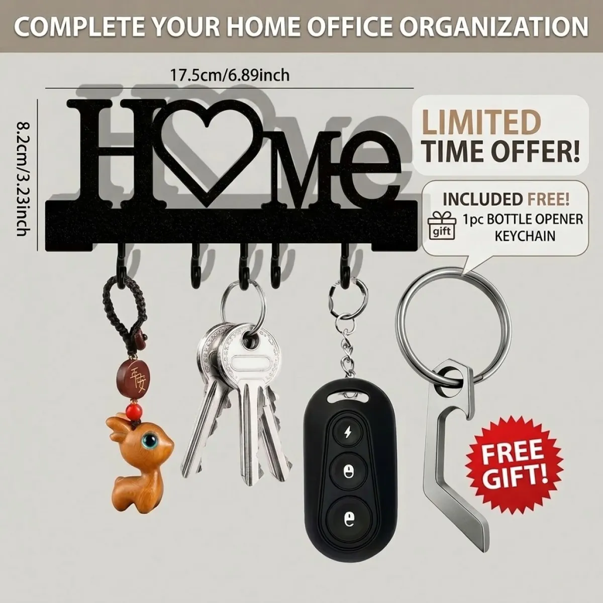 Love Shape Wall Mounted Key Holder with free gift - Image 3