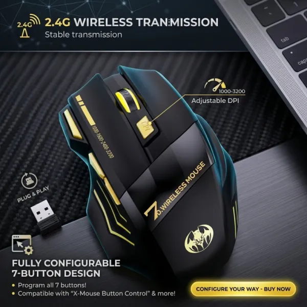 7-Button Rechargeable Wireless Gaming Mouse 2. 4G RGB
