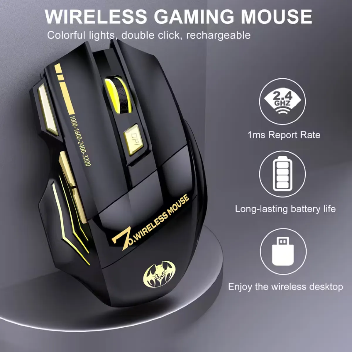 7-Button Rechargeable Wireless Gaming Mouse 2. 4G RGB - Image 6