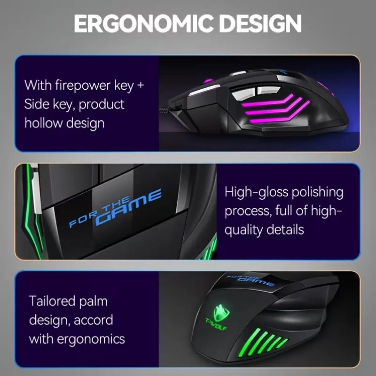 7-Button Wired Gaming Mouse RGB Backlight, 4-Level DPI - Image 9