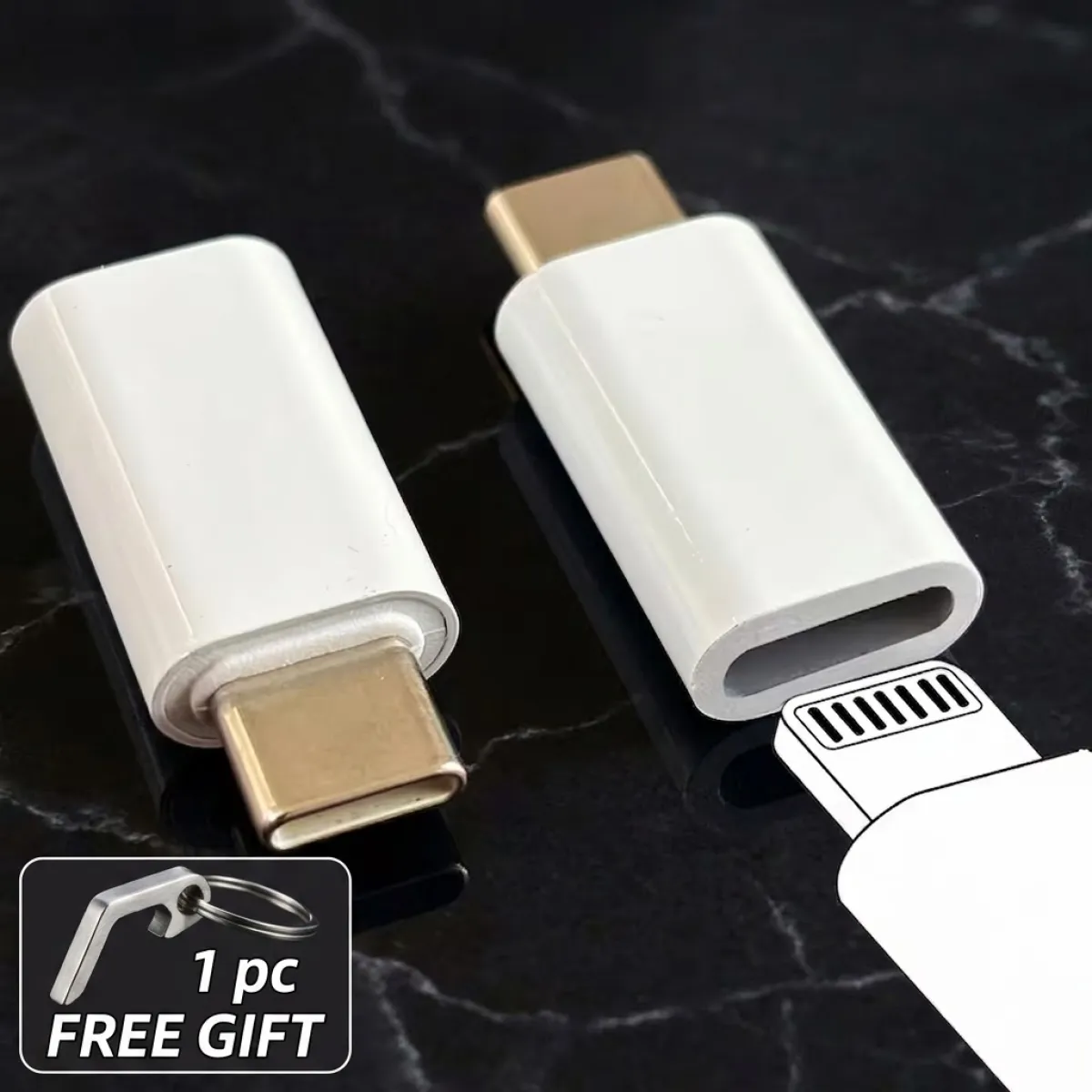 2Pcs Lightning to USB-C Adapter - iPhone Connector - Image 1