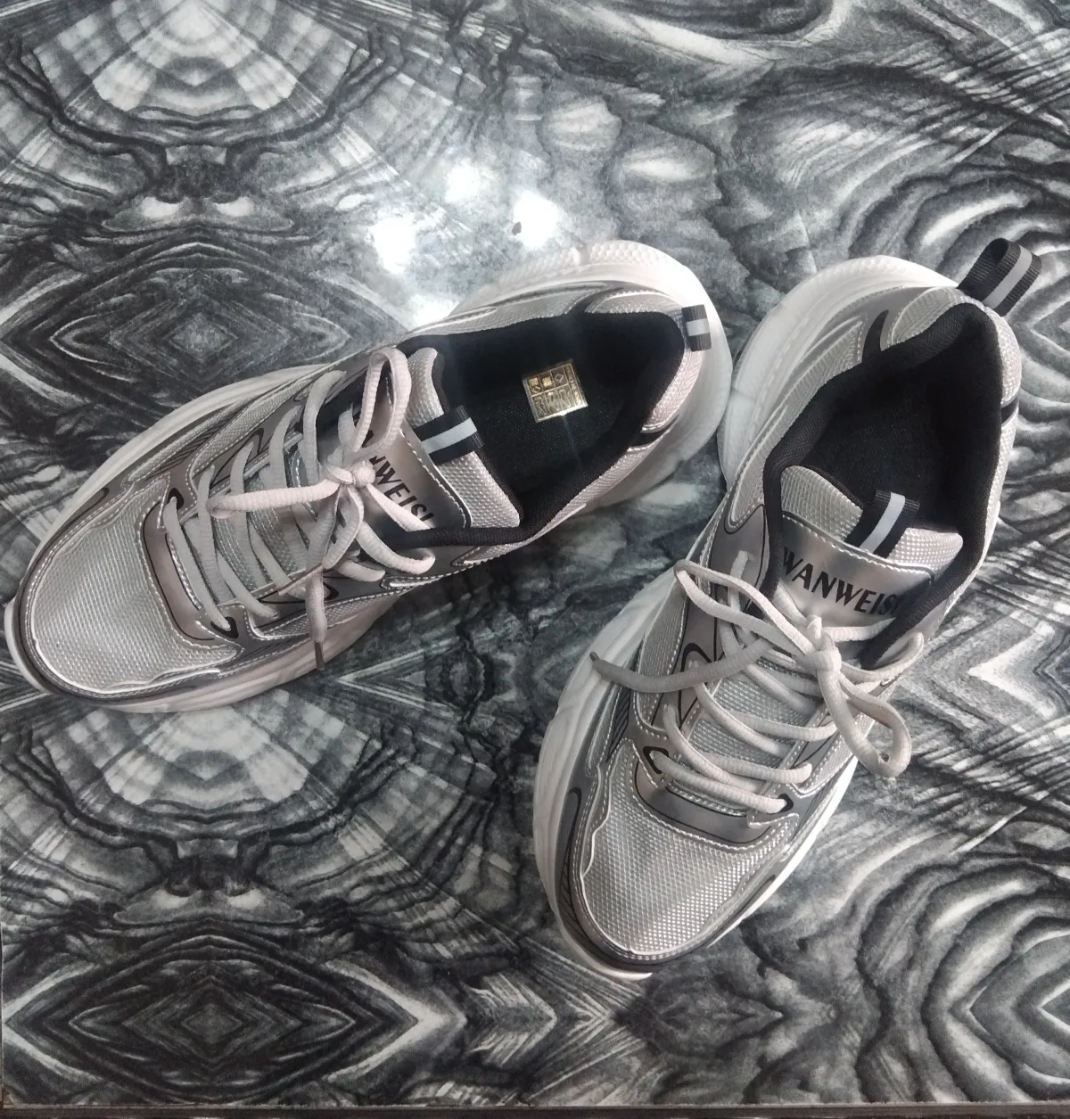 WANWEISI Silver Sneakers Size 45 - Image 3