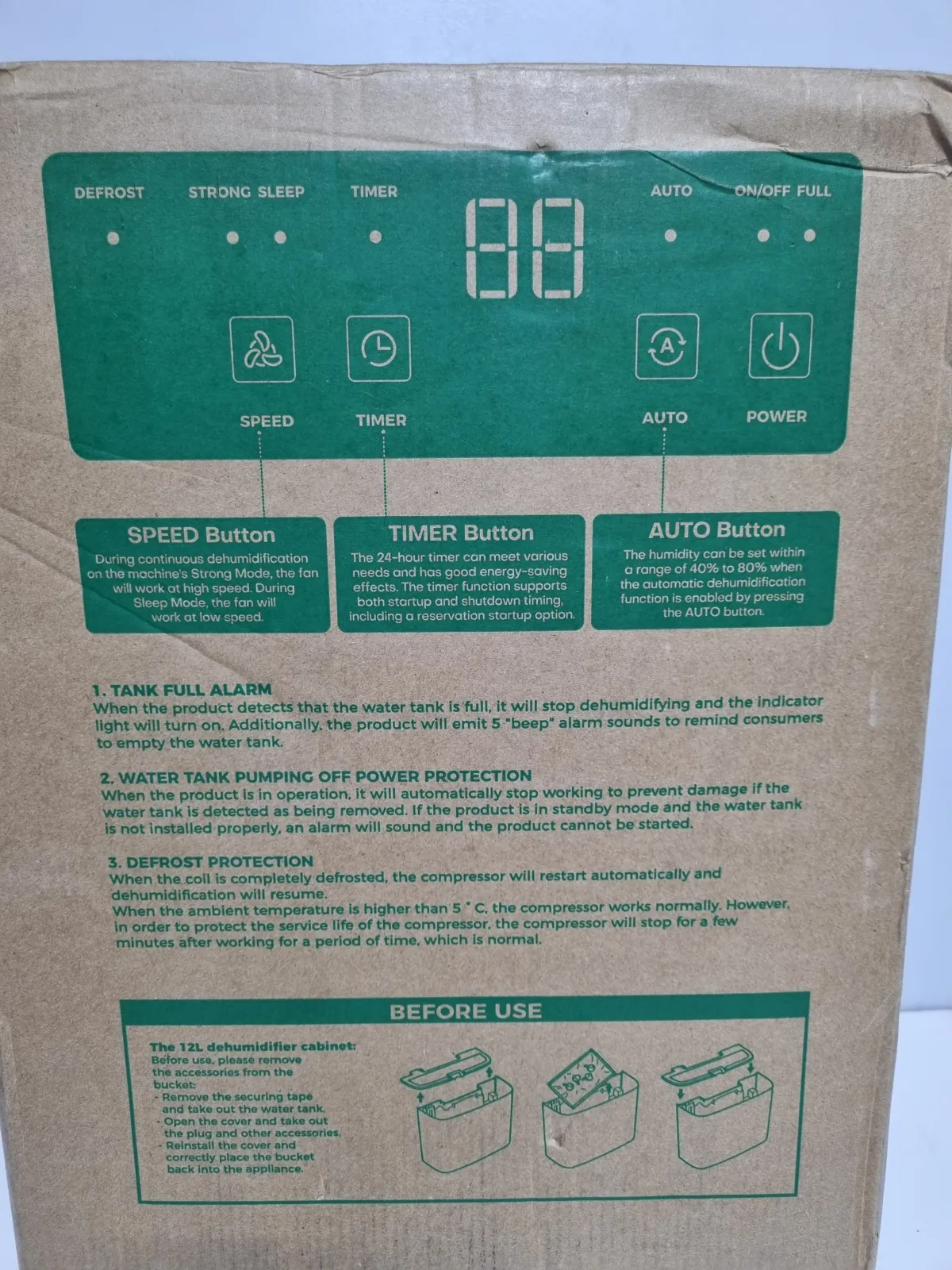 12Lday Dehumidifier, Continuous Drain, Auto Dehumidification, Sle - Image 4