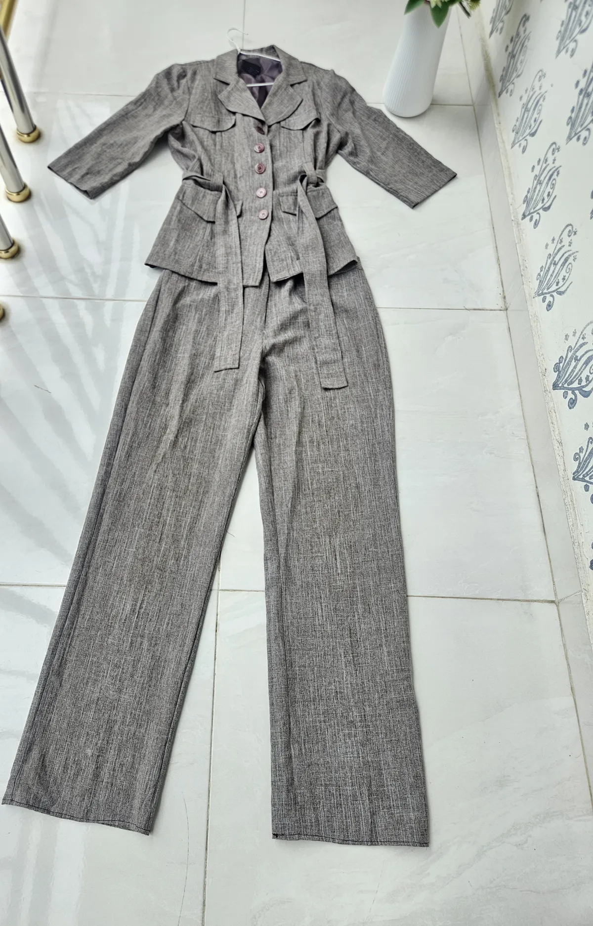 Brown belted trouser set - Image 2