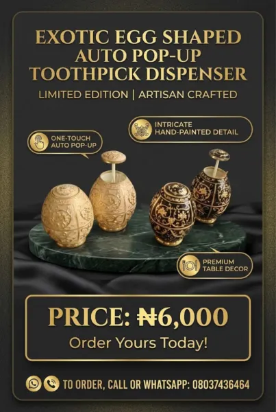Exotic egg shaped automatic pop-up toothpick dispenser