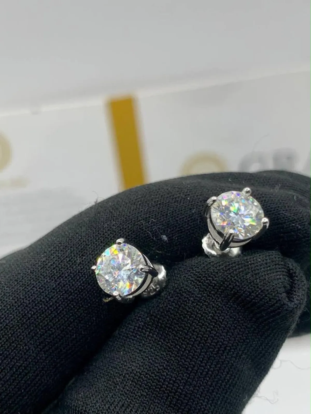 Vvs Moissanite Diamonds 4claws Earrings Earrings 6. 5MM - Image 4