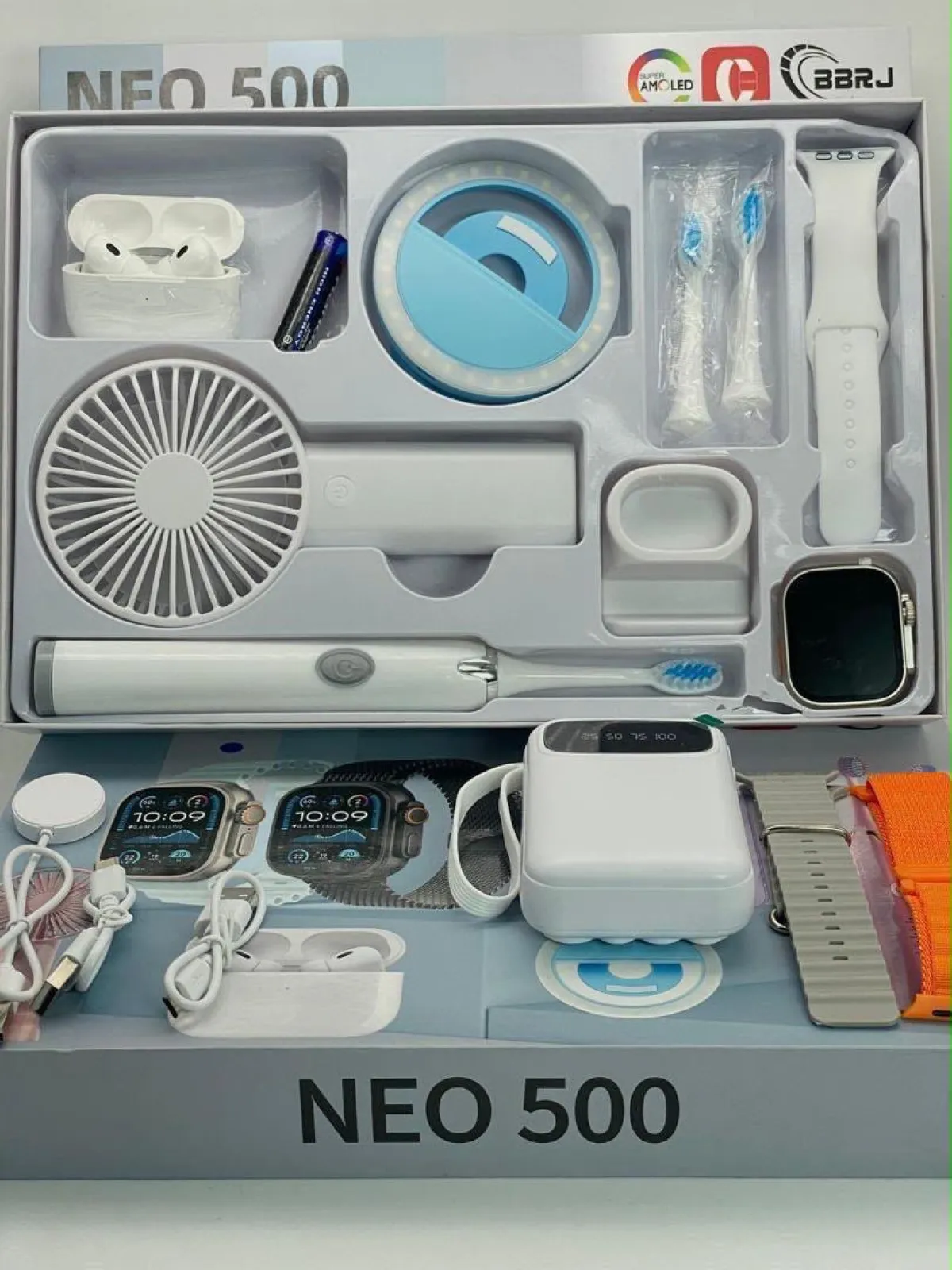 Neo 500, ultra smart watch airpod pro 2, 4 straps, hand fan power - Image 1