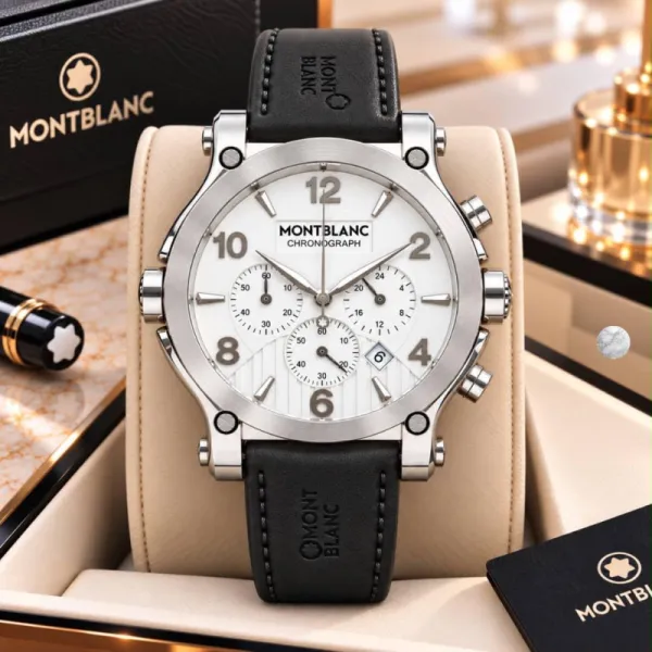 Premium active chronograph, luxury montblanc leather strap wat