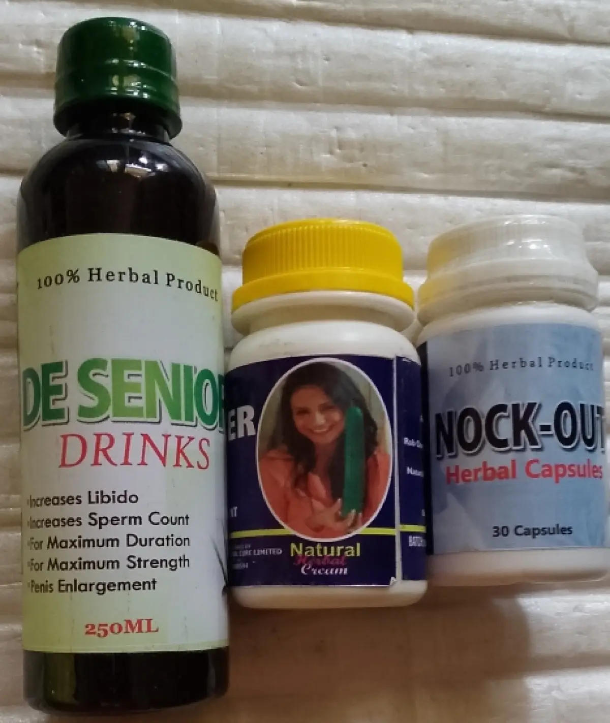 De Senior Men Drink+Nock Out Capsule+Top notch cucumber cream for Penis - Image 1