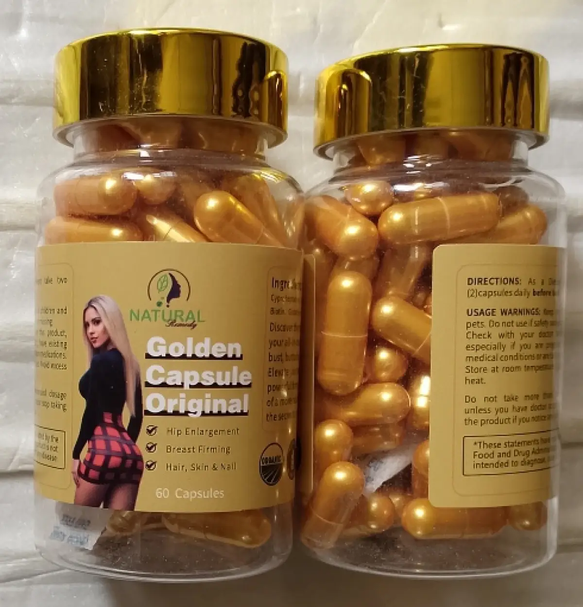 Golden Capsule Original for Butt Enlargement, Breast Firming, Hair, Skin - Image 3