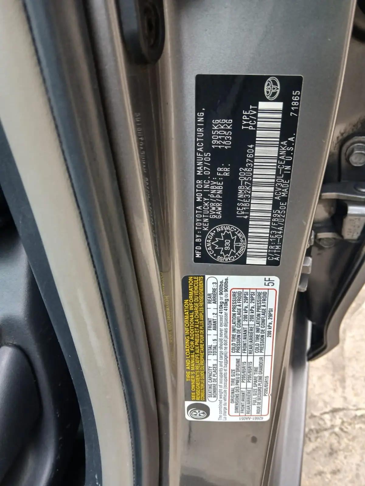 TOKS TOYOTA CAMRY LE 2005 MODEL - Image 8